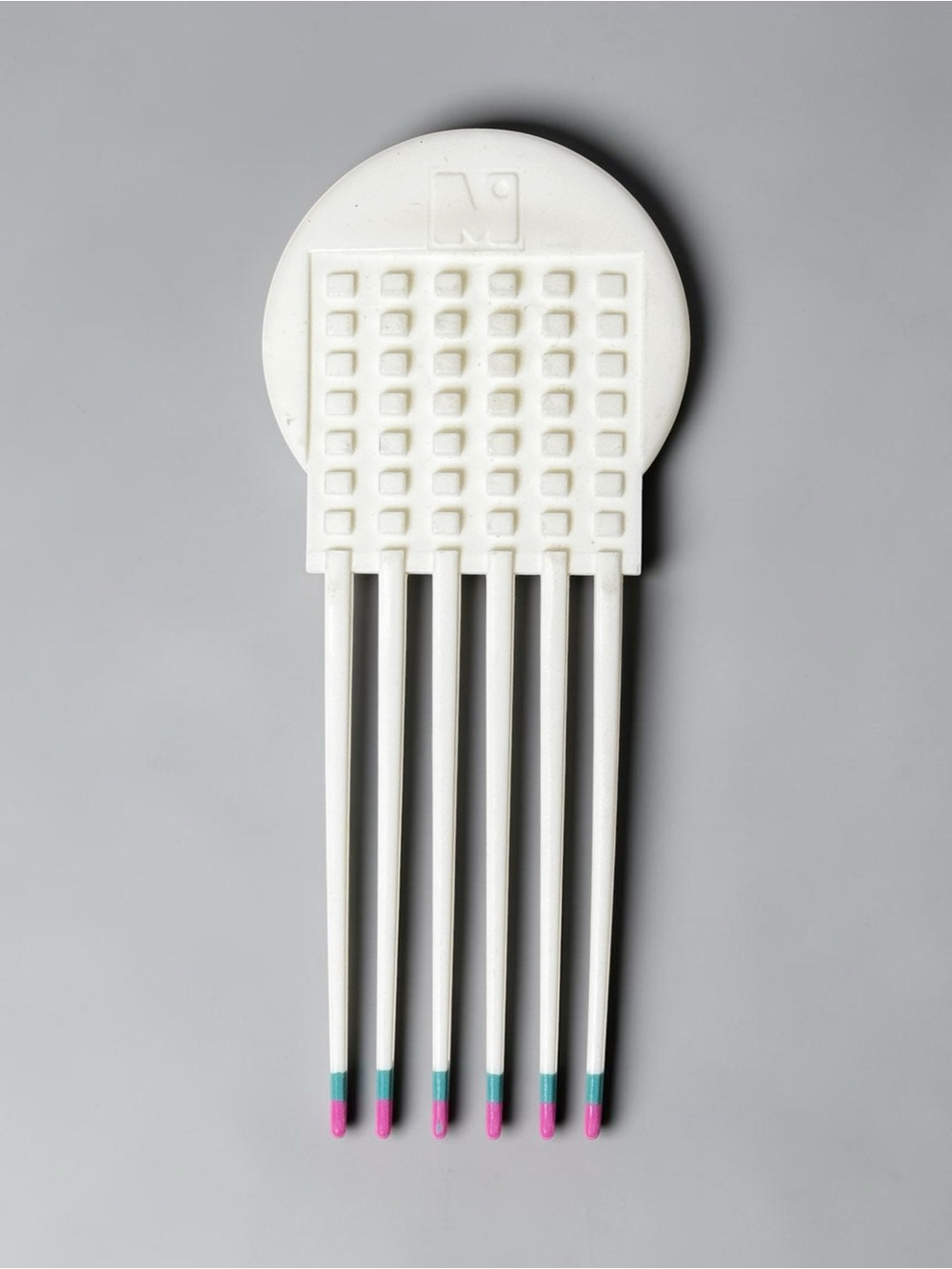 VTG Mebco Lifstix Pick Comb White Twice Dipped Teal Purple 1980s Retro 4.5" 80s